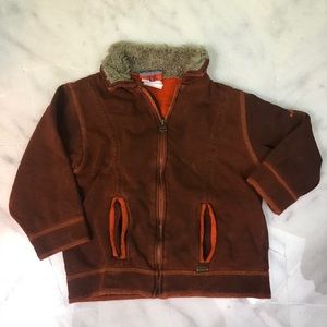 catimini • rust orange & brown knit jacket 4